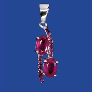 925 Sterling Silver Pendant with Natural  Myanmar Ruby 6x4mm